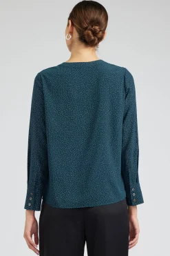 Current Air Long Sleeve Tops-Sparkle Blouse DEEPTEAL