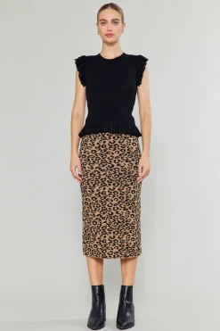 Current Air Skirts | Knitwear-Spotted Knit Skirt BROWNLEOPARD