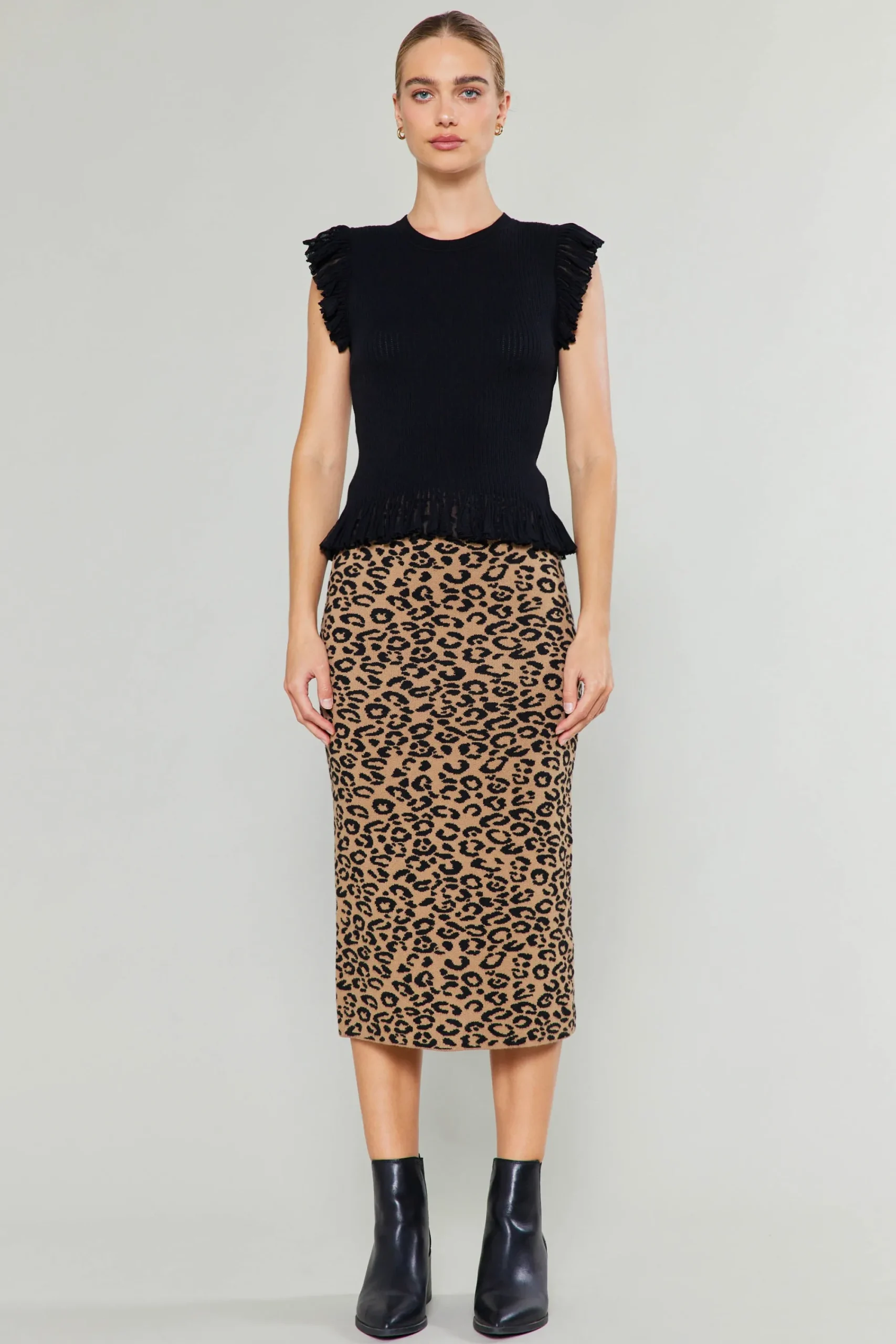 Current Air Skirts | Knitwear-Spotted Knit Skirt BROWNLEOPARD