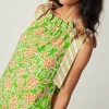 Current Air Sleeveless Tops-Striped Bow Floral Top GREENORANGEMLT