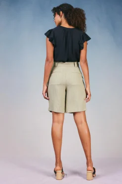 Current Air Shorts-Striped Knee Length Shorts KHAKISTRIPE