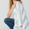 Current Air Accessories-Striped Textured Throw Blanket IVORY