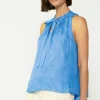 Current Air Sleeveless Tops-Sunburst Halter Top LIGHTCOBALT