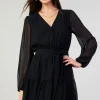 Current Air Mini Dresses-Surplice Mini Dress BLACK