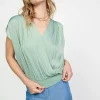 Current Air Sleeveless Tops | Short Sleeve Tops-Surplice Sleeveless Blouse SAGE