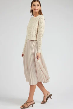 Current Air Knitwear-Sweater & Pleated Dress Set CHAMPAGNE