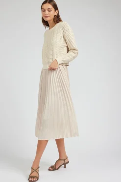Current Air Knitwear-Sweater & Pleated Dress Set CHAMPAGNE
