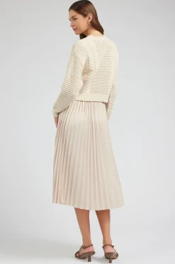 Current Air Knitwear-Sweater & Pleated Dress Set CHAMPAGNE