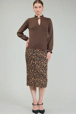 Current Air Knitwear | Long Sleeve Tops-Sweater Style Blouse BROWN