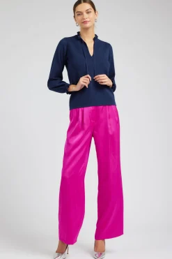 Current Air Knitwear | Long Sleeve Tops-Sweater Style Blouse NAVY