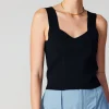Current Air Sleeveless Tops | Sweaters-Sweetheart Knit Tank Top BLACK