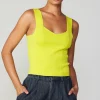 Current Air Knitwear | Sleeveless Tops-Sweetheart Knit Tank Top LEMON