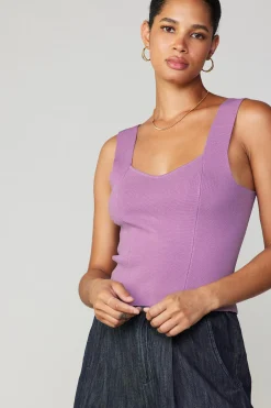 Current Air Knitwear | Sleeveless Tops-Sweetheart Knit Tank Top LILAC