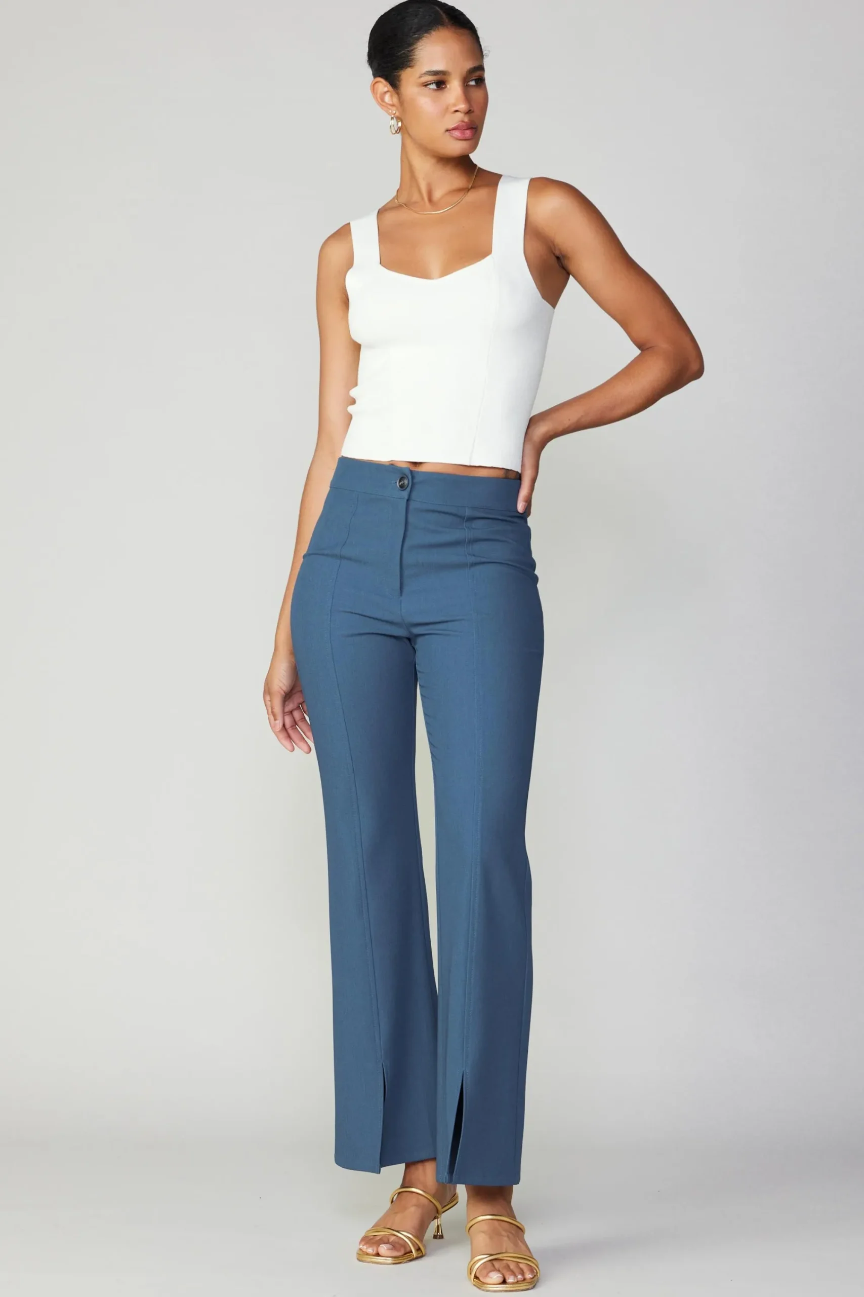 Current Air Sleeveless Tops | Sweaters-Sweetheart Knit Tank Top WHITE