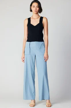 Current Air Sleeveless Tops | Sweaters-Sweetheart Knit Tank Top BLACK