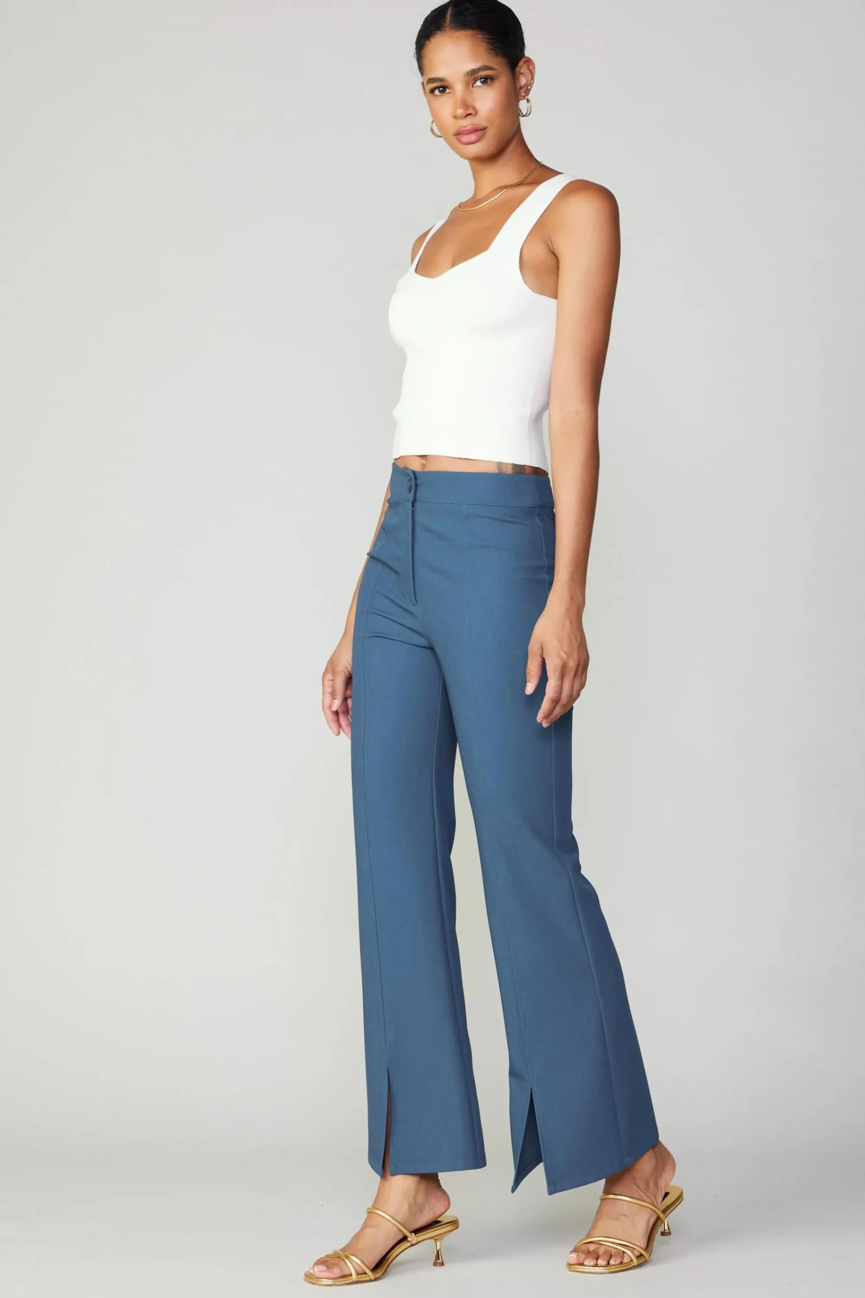 Current Air Sleeveless Tops | Sweaters-Sweetheart Knit Tank Top WHITE
