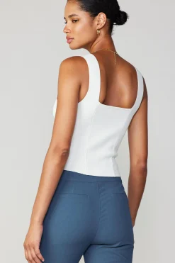Current Air Sleeveless Tops | Sweaters-Sweetheart Knit Tank Top WHITE