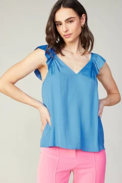Current Air Sleeveless Tops-Sweetheart Neck Tank Top FADEDBLUE
