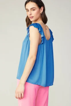 Current Air Sleeveless Tops-Sweetheart Neck Tank Top FADEDBLUE