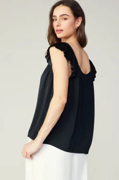 Current Air Sleeveless Tops-Sweetheart Neck Tank Top BLACK
