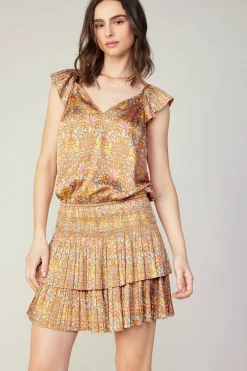 Current Air Mini Dresses-Sweetheart Smocked Mini Dress ORANGEMLT