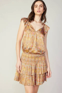 Current Air Mini Dresses-Sweetheart Smocked Mini Dress ORANGEMLT