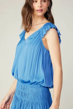 Current Air Mini Dresses-Sweetheart Smocked Mini Dress FADEDBLUE