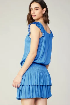 Current Air Mini Dresses-Sweetheart Smocked Mini Dress FADEDBLUE
