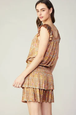 Current Air Mini Dresses-Sweetheart Smocked Mini Dress ORANGEMLT