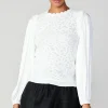 Current Air Long Sleeve Tops | Sweaters-Textural Knit Sweater Top WHITE