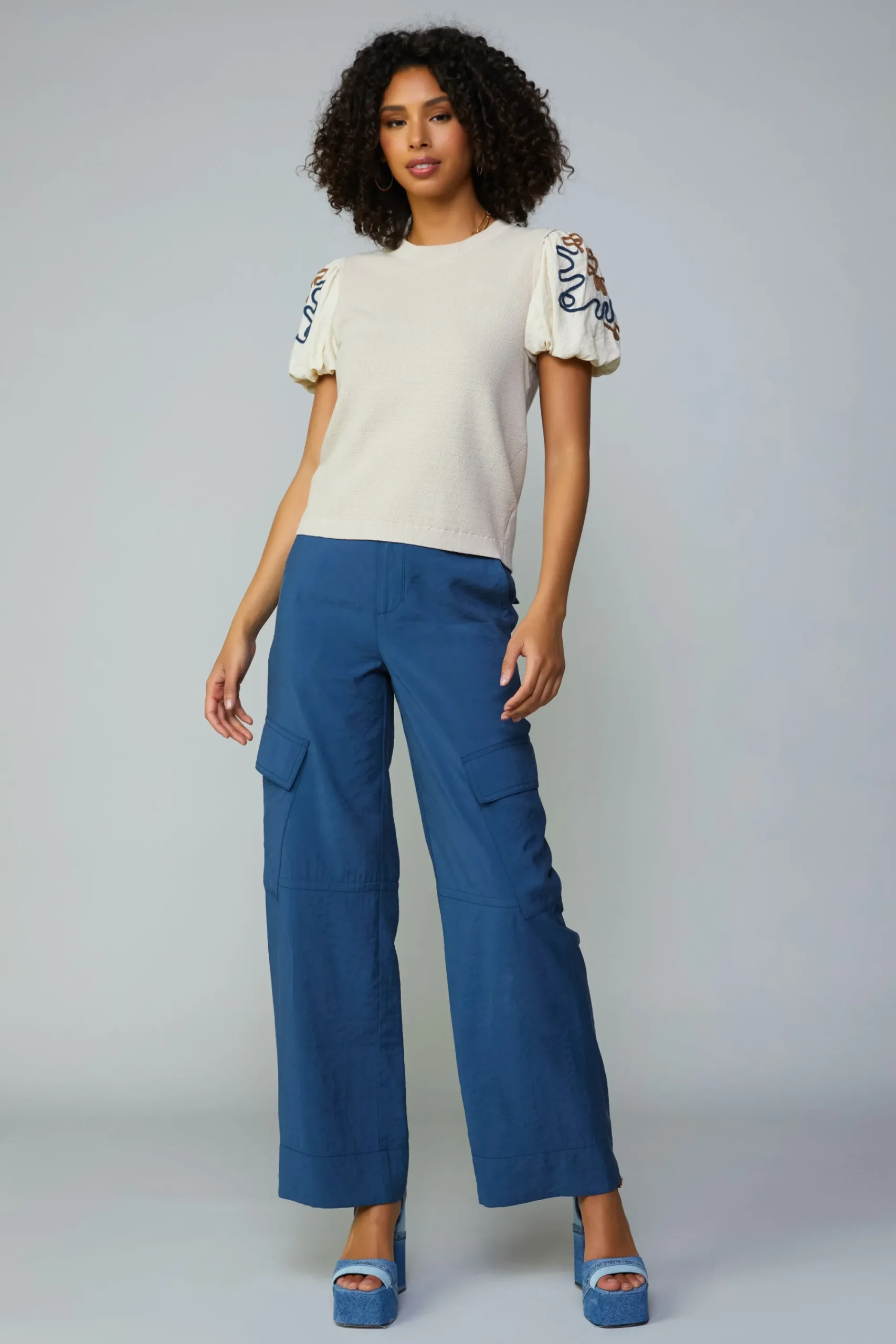 Current Air Sweaters-Texture Stitch Sweater Top NATURAL