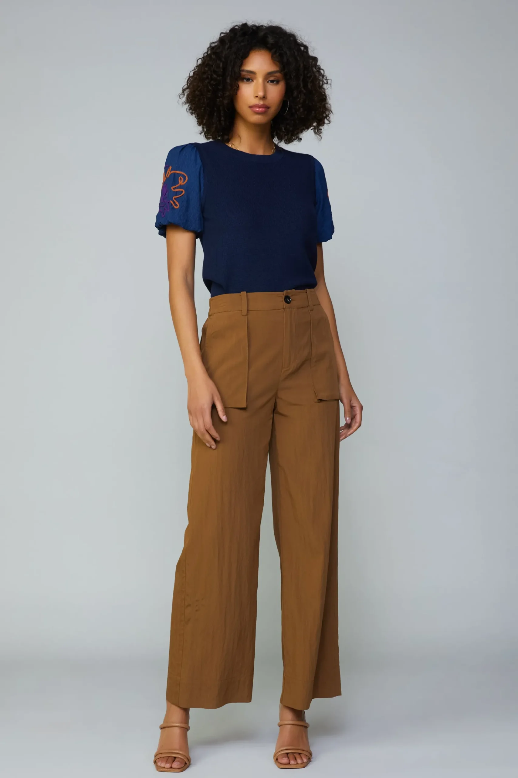 Current Air Sweaters-Texture Stitch Sweater Top NAVY