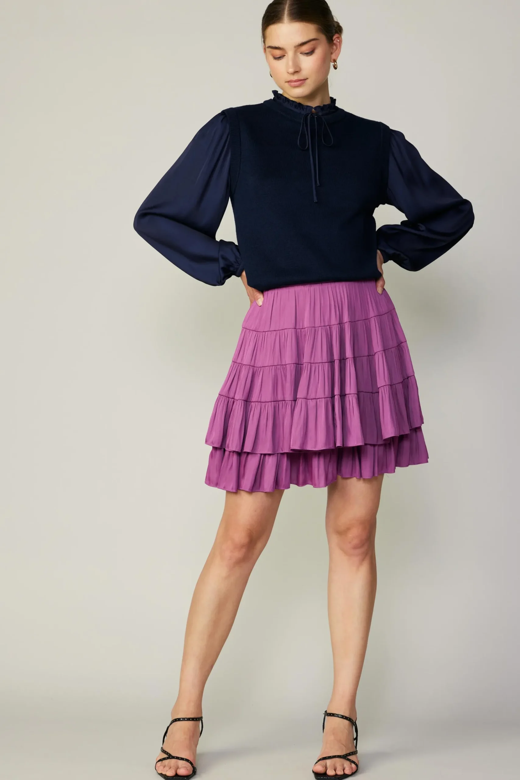 Current Air Skirts-Tiered Mini Skirt MULBERRY