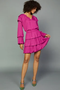 Current Air Skirts-Tiered Mini Skirt FUCHSIA