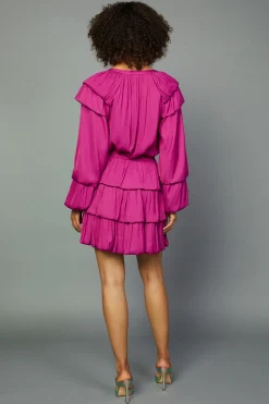 Current Air Skirts-Tiered Mini Skirt FUCHSIA
