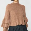 Current Air Sweaters-Tiered Sleeve Sweater LATTE