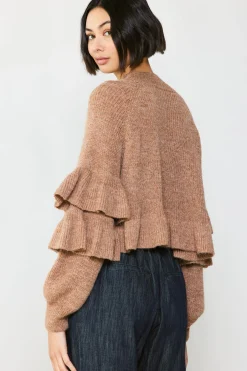 Current Air Sweaters-Tiered Sleeve Sweater LATTE
