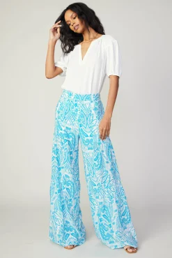 Current Air Pants-Tiered Wide Leg Pants BLUEMLT