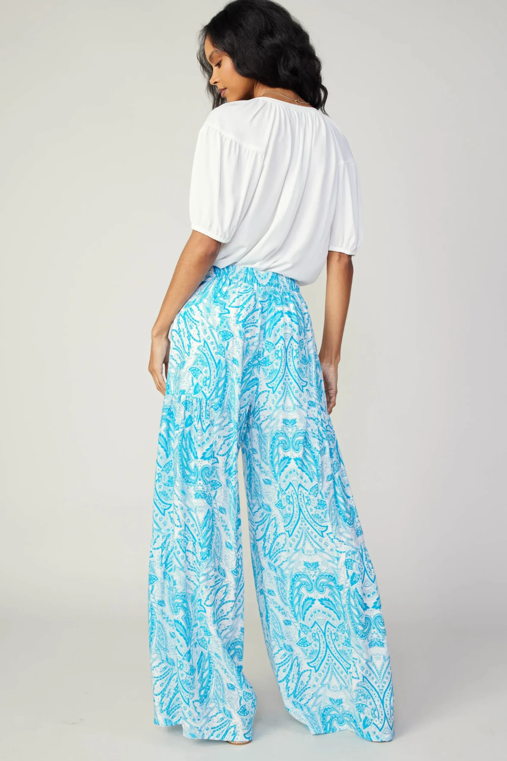 Current Air Pants-Tiered Wide Leg Pants BLUEMLT
