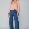 Current Air Long Sleeve Tops-Top Stitch Placket Blouse DUSTYBLUSH