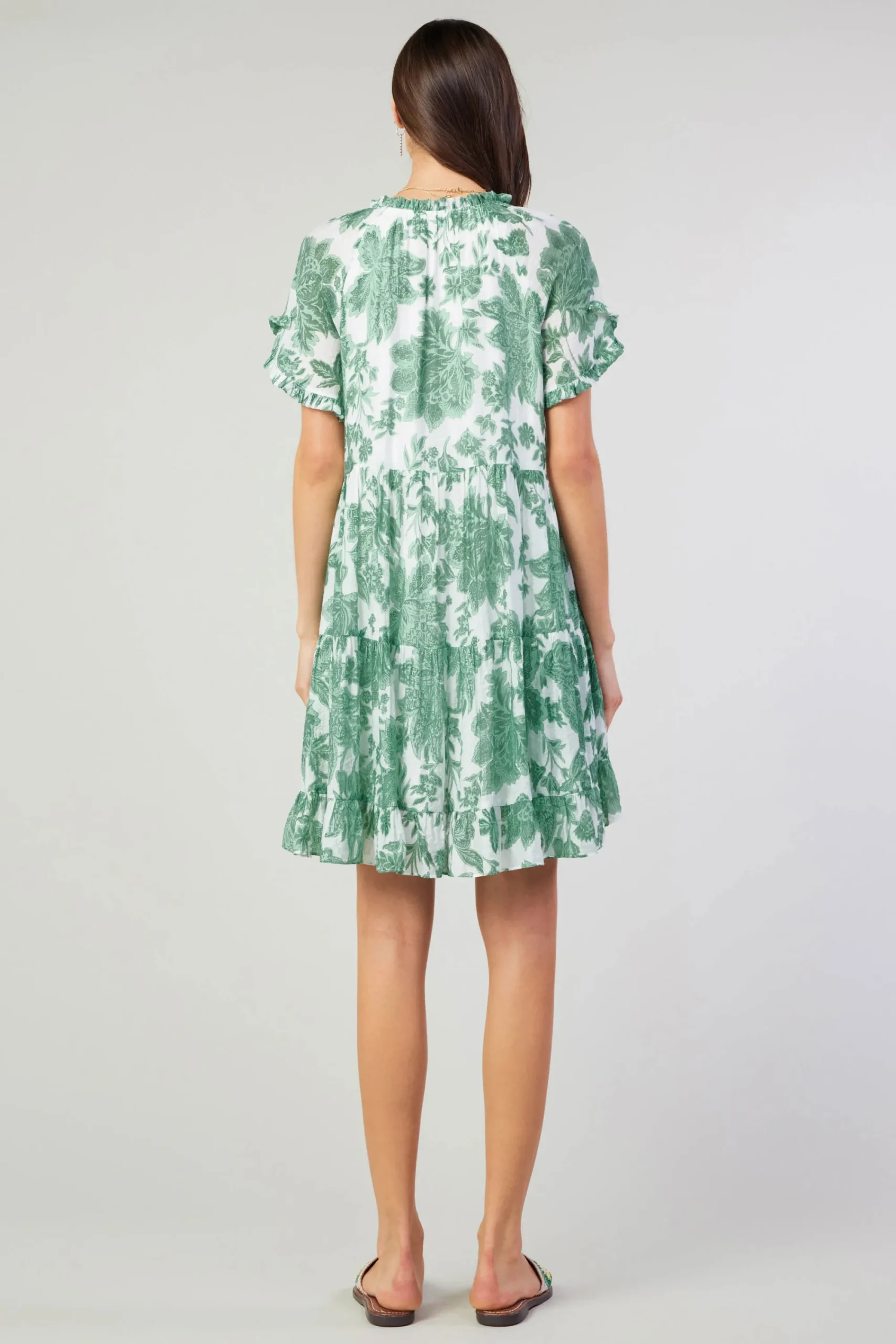 Current Air Midi Dresses | Mini Dresses-Tulip Jacquard Mini Dress GREENFLORAL
