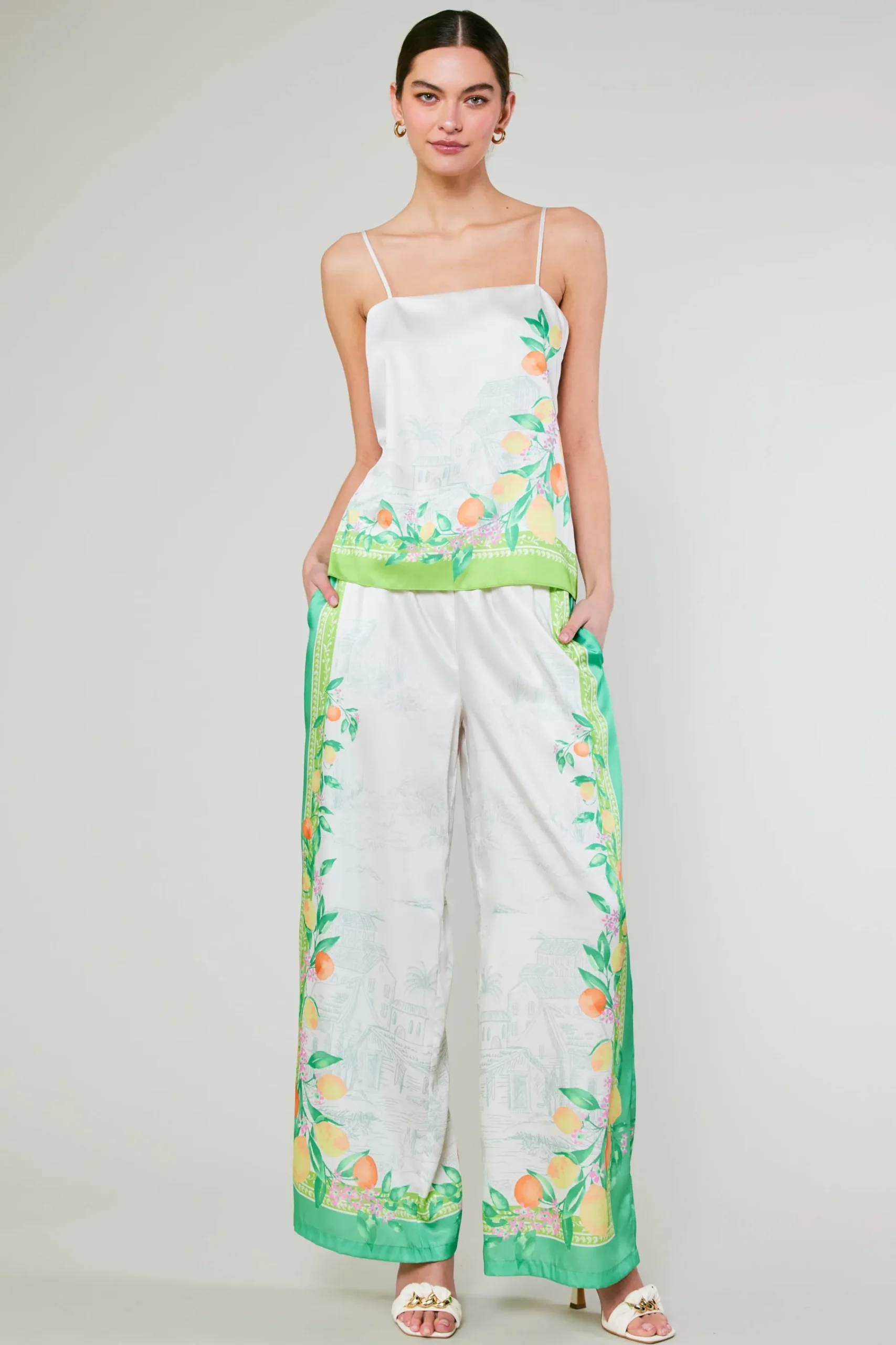 Current Air Sleeveless Tops-Tuscan Citrus Cami GREENLEMONGARDEN