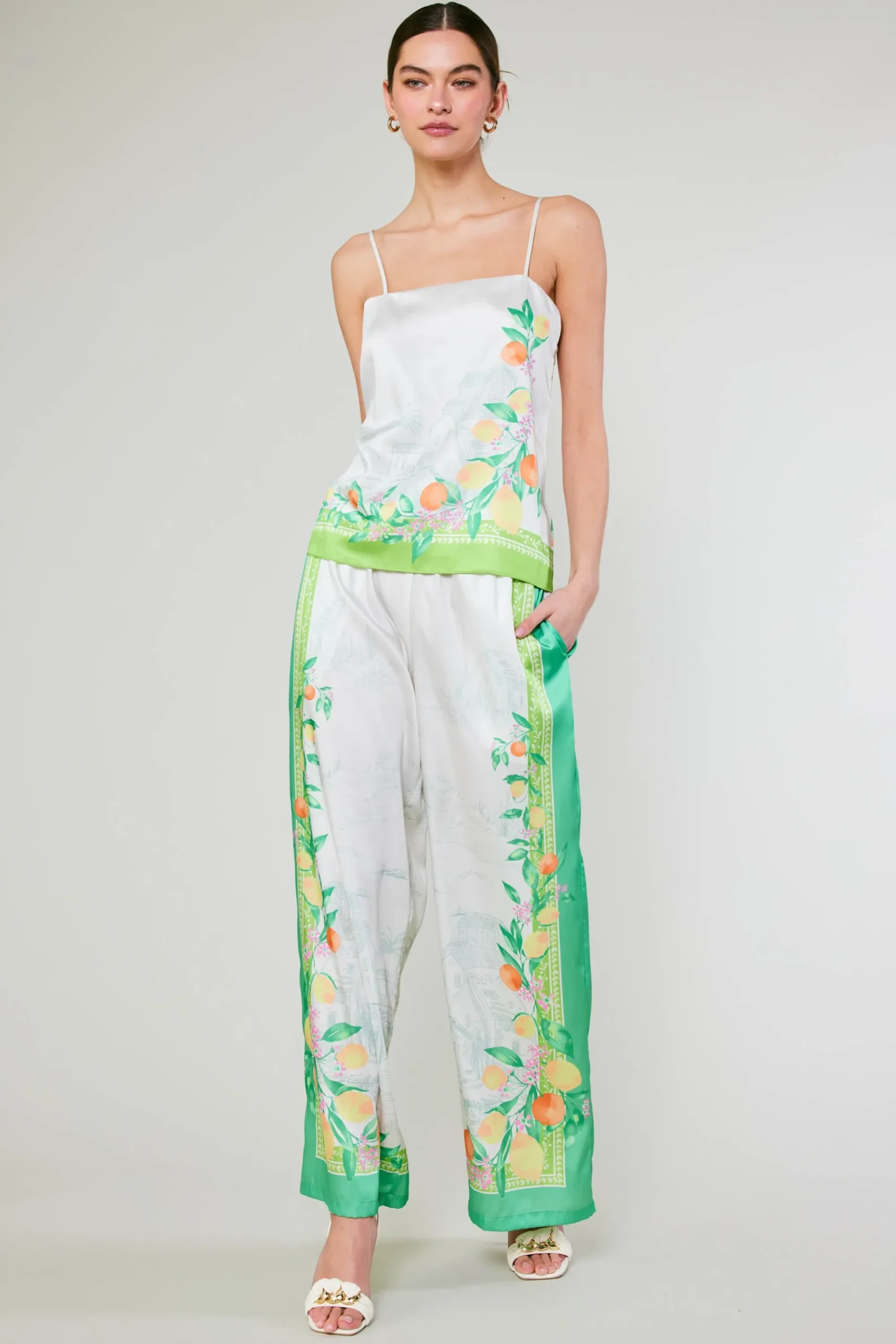 Current Air Sleeveless Tops-Tuscan Citrus Cami GREENLEMONGARDEN