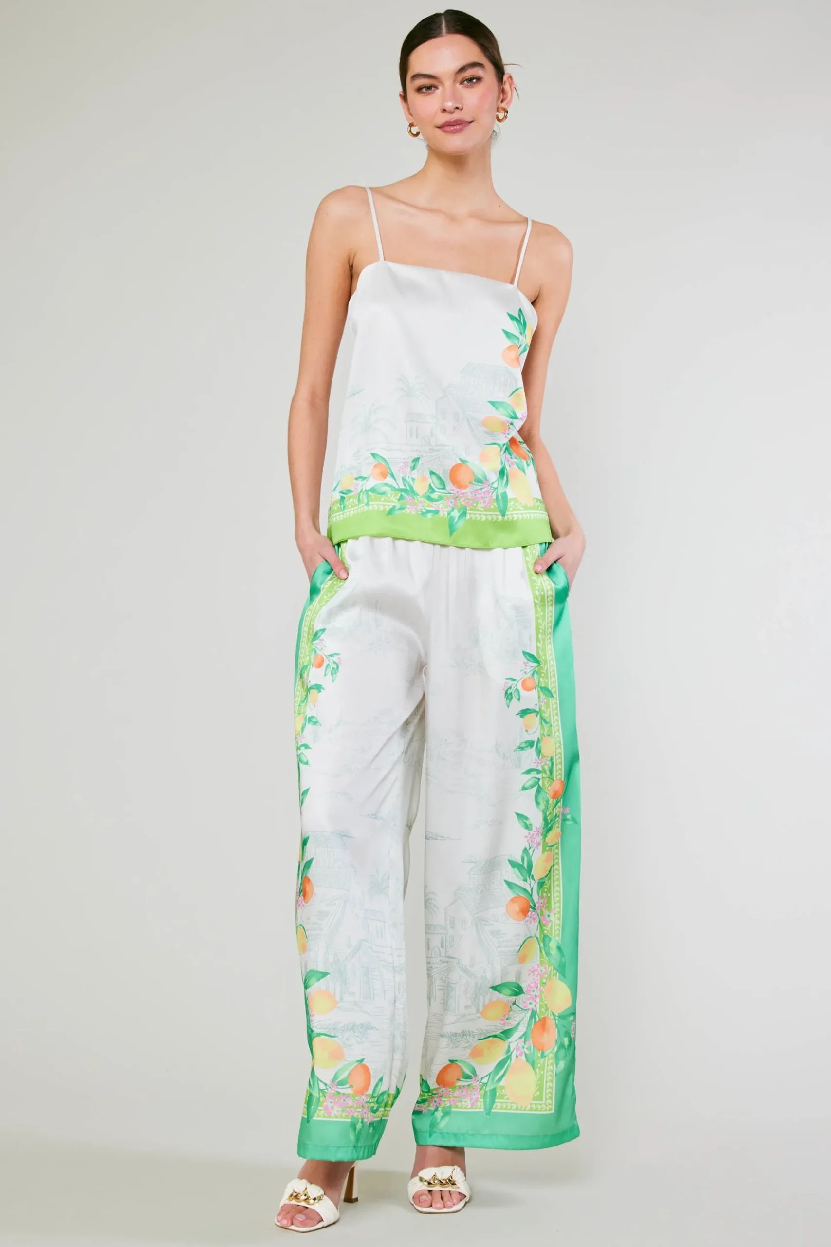 Current Air Sleeveless Tops-Tuscan Citrus Cami GREENLEMONGARDEN