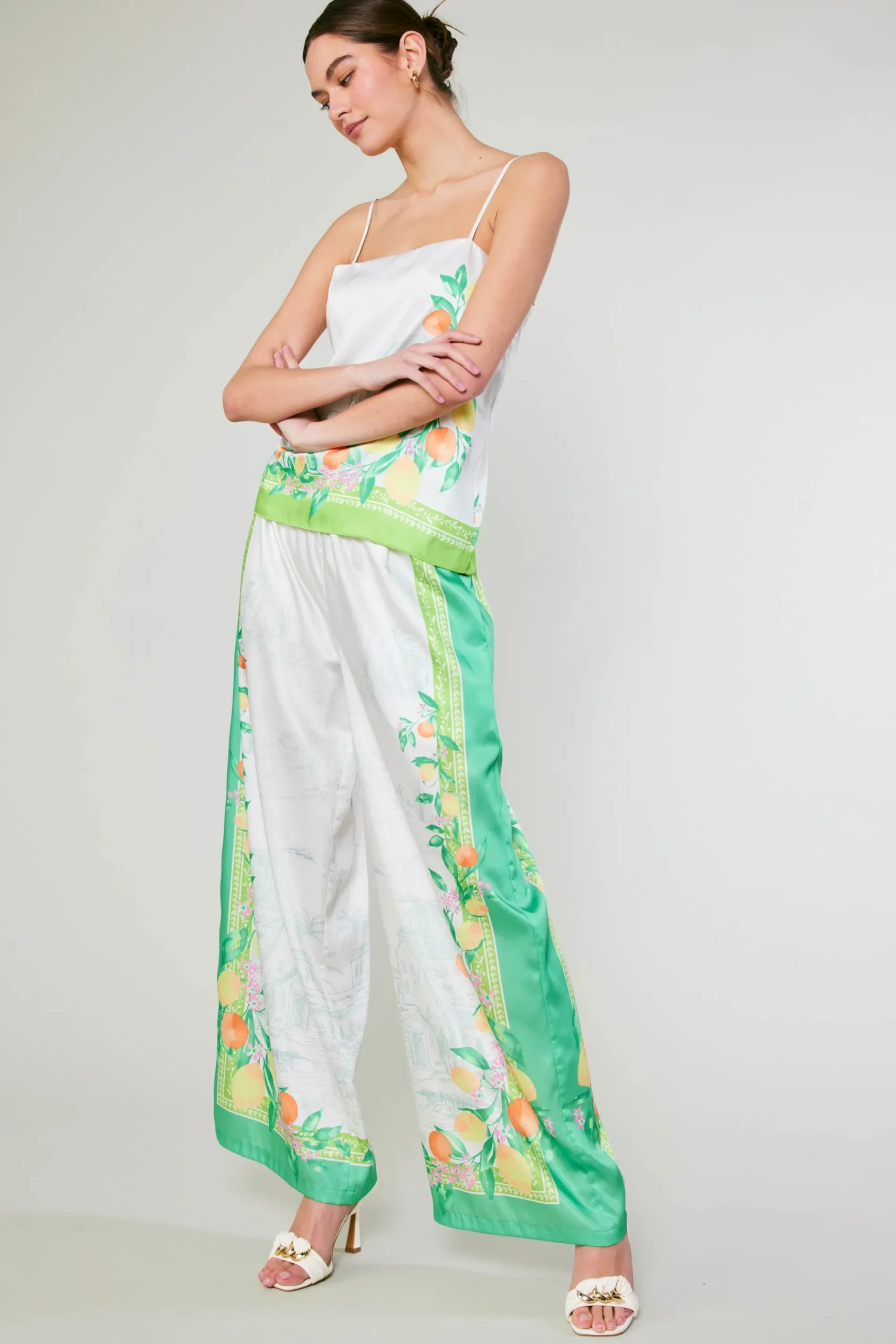 Current Air Sleeveless Tops-Tuscan Citrus Cami GREENLEMONGARDEN