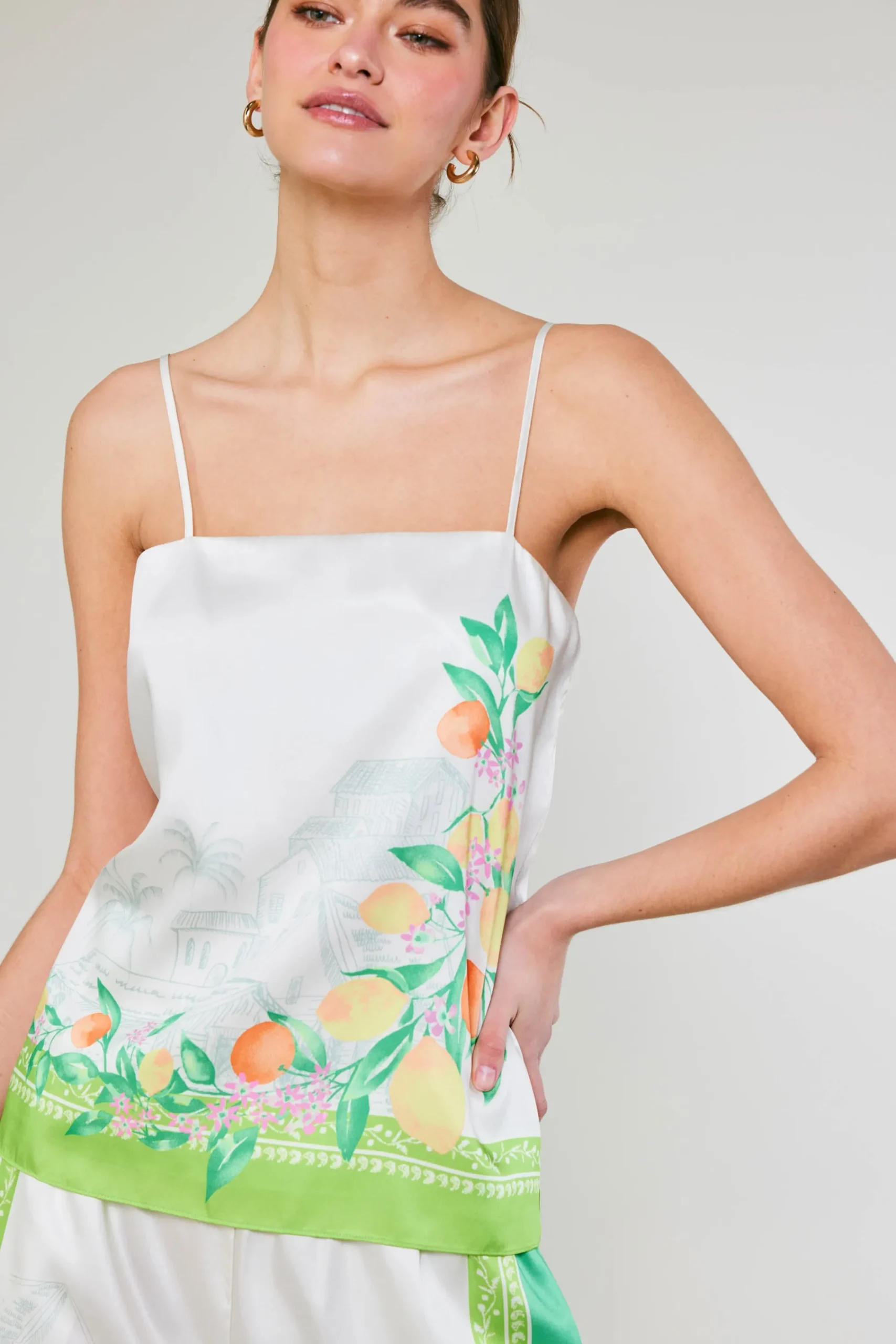 Current Air Sleeveless Tops-Tuscan Citrus Cami GREENLEMONGARDEN
