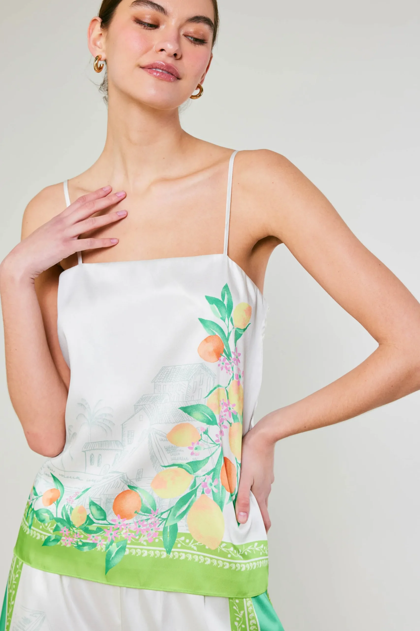 Current Air Sleeveless Tops-Tuscan Citrus Cami GREENLEMONGARDEN