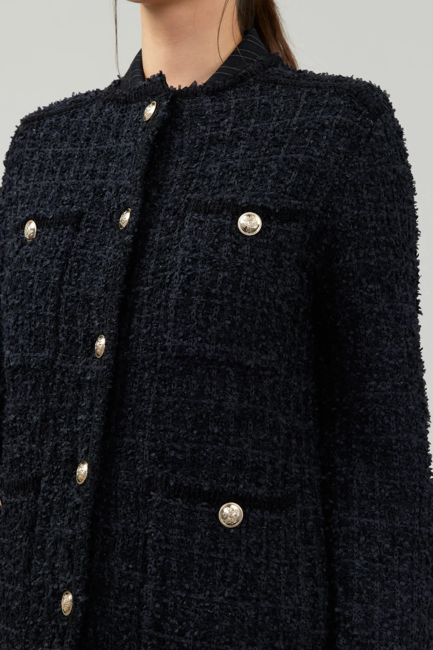 Current Air Coats & Jackets-Tweed Jacket BLACK