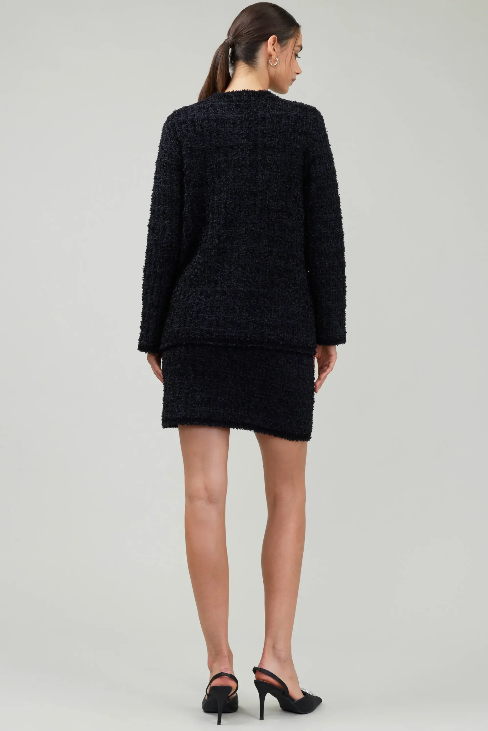 Current Air Coats & Jackets-Tweed Jacket BLACK