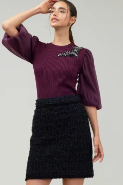 Current Air Skirts-Tweed Mini Skirt BLACK